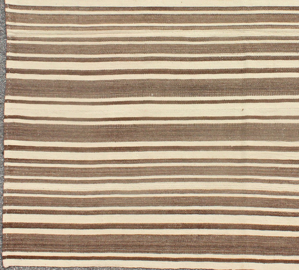 Vintage Turkish Flat - Weave In Muted Colored Kilim in Taupe, Brown and Cream Minimalist design Kilim from Turkey, rug TU - NED - 4724, country of origin / type: Turkey / Kilim, circa 1950 Keivan Woven Arts This vintage flat - woven Kilim feature... - Keivan Woven ArtsTU - NED - 4724 - 9216Rug