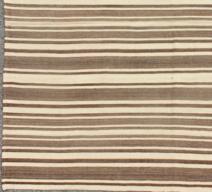 Vintage Turkish Flat - Weave In Muted Colored Kilim in Taupe, Brown and Cream Minimalist design Kilim from Turkey, rug TU - NED - 4724, country of origin / type: Turkey / Kilim, circa 1950 Keivan Woven Arts This vintage flat - woven Kilim feature... - Keivan Woven ArtsTU - NED - 4724 - 9216Rug