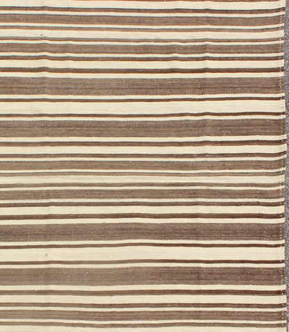 Vintage Turkish Flat - Weave In Muted Colored Kilim in Taupe, Brown and Cream Minimalist design Kilim from Turkey, rug TU - NED - 4724, country of origin / type: Turkey / Kilim, circa 1950 Keivan Woven Arts This vintage flat - woven Kilim feature... - Keivan Woven ArtsTU - NED - 4724 - 9216Rug