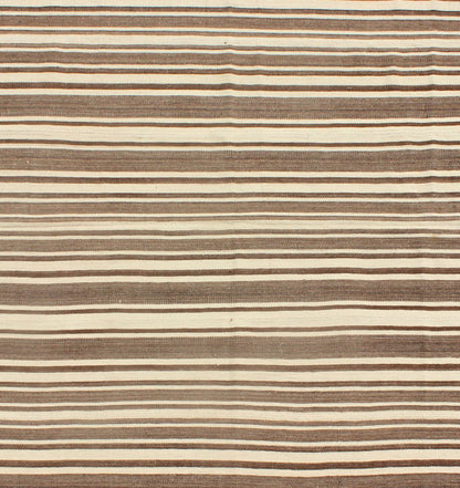 Vintage Turkish Flat - Weave In Muted Colored Kilim in Taupe, Brown and Cream Minimalist design Kilim from Turkey, rug TU - NED - 4724, country of origin / type: Turkey / Kilim, circa 1950 Keivan Woven Arts This vintage flat - woven Kilim feature... - Keivan Woven ArtsTU - NED - 4724 - 9216Rug