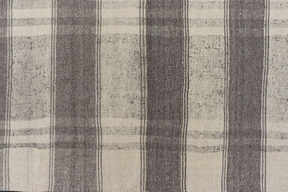 Large Vintage Hand Woven Turkish Kilim Rug With Stripes in Gray, White & Cream Flat - weave Kilim vintage rug from Turkey with stripes in gray, white, taupe, and cream. Keivan Woven Arts / Rug TU - NED - 4971, country of origin / type: Turkey / Kilim,... - Keivan Woven ArtsTU - NED - 4971 - 17190Rug