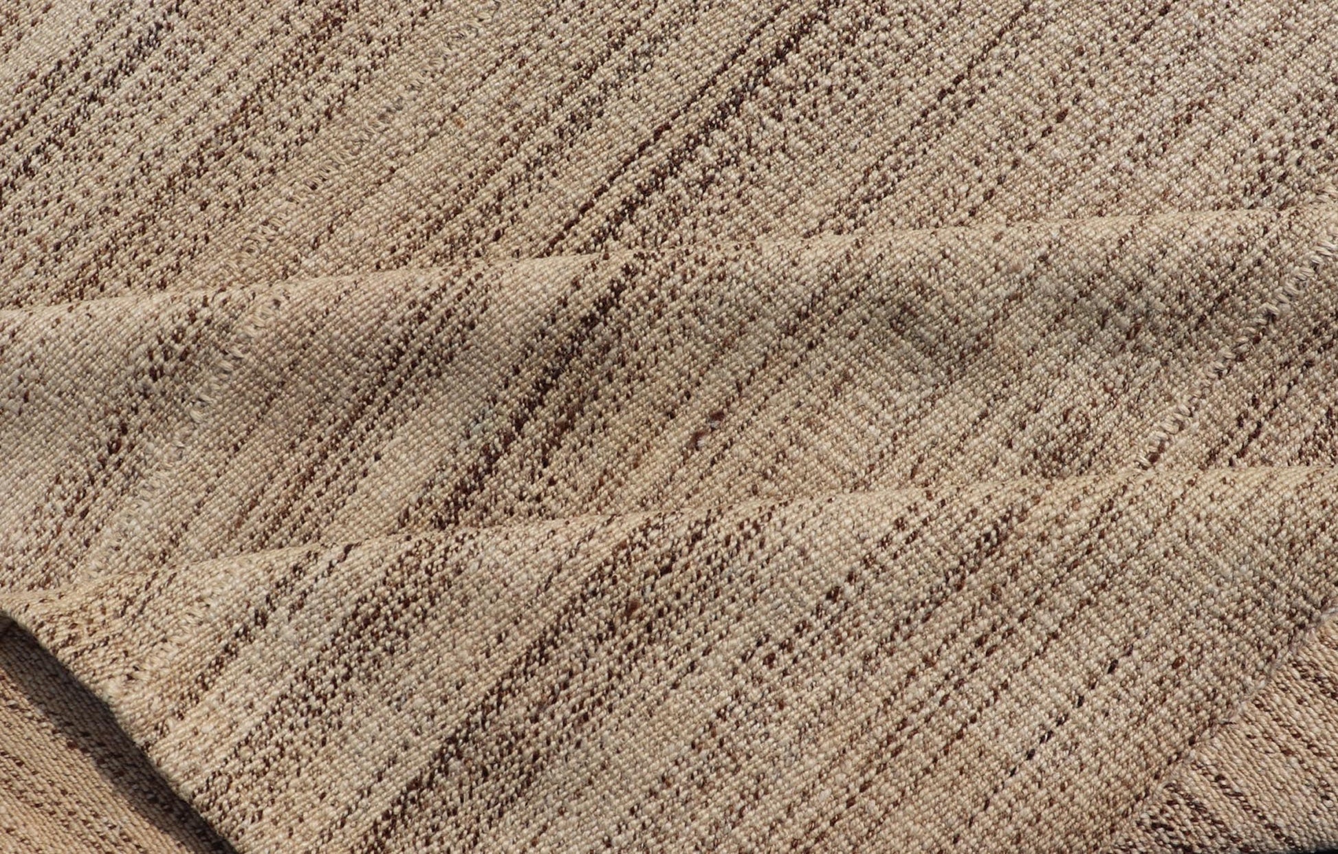 Vintage Hand - Woven Turkish Kilim in Wool with Striped Design in Earthy Tones This flat - weave tribal Turkish kilim has been hand - woven in wool. The rug features an all - over striped design, and is rendered in earthy tones; making this rug a superb... - Keivan Woven ArtsTU - NED - 4973 - 19862