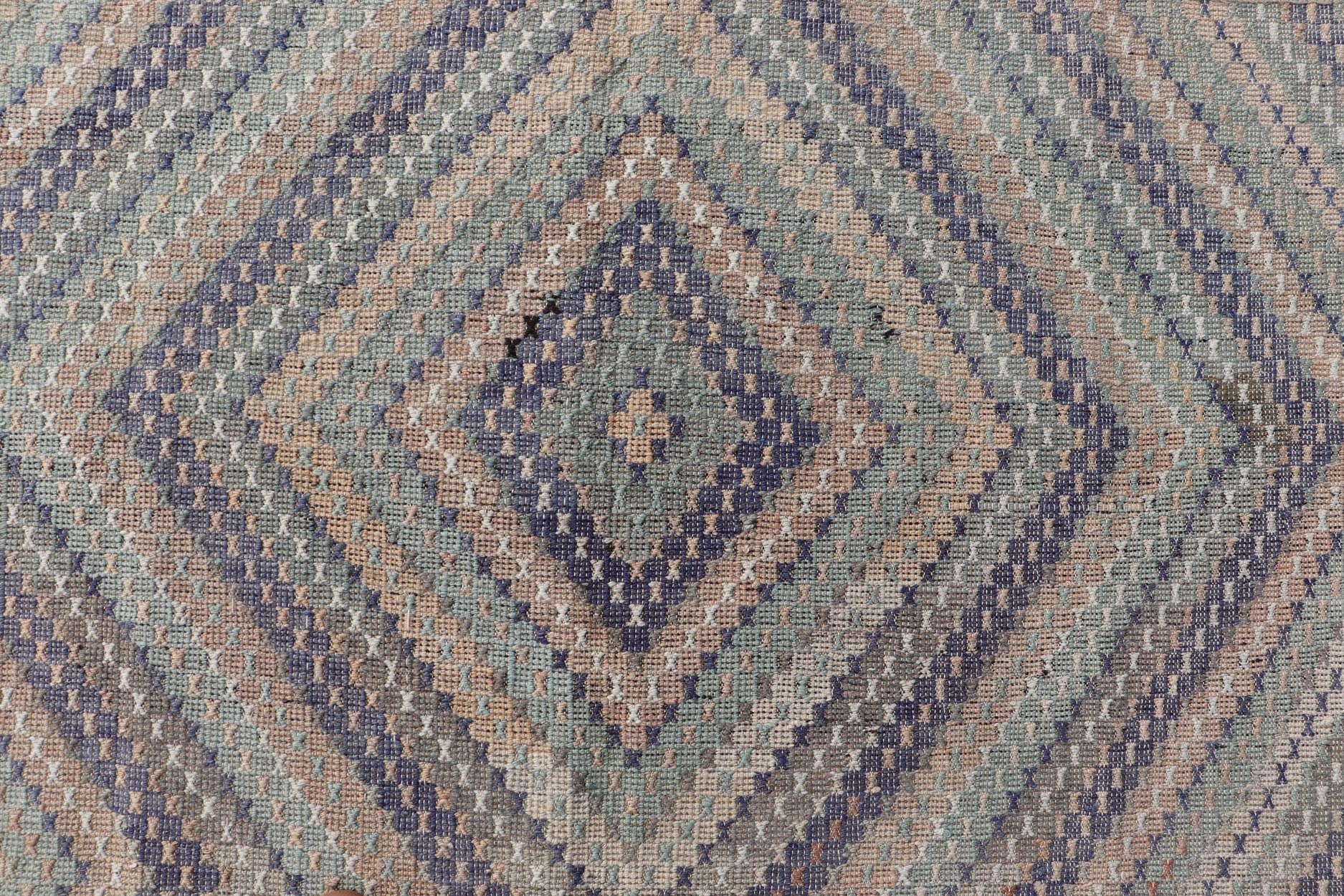 Vintage Turkish Hand Woven Kilim Rug in Wool with Diamond Design. Vintage Turkish Hand Woven Kilim Rug in Wool with Diamond Design. Vintage Kilim rug with all - over sub - geometric diamond design, Keivan Woven Arts; rug TU - NED - 50001, country of o... - Keivan Woven ArtsTU - NED - 50001 - 22375Rug