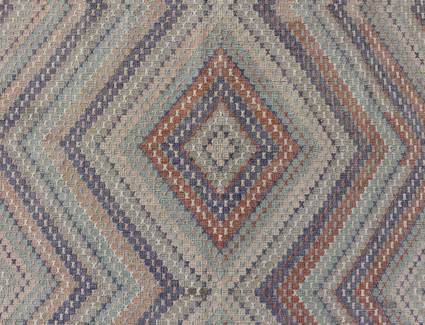 Vintage Turkish Hand Woven Kilim Rug in Wool with Diamond Design. Vintage Turkish Hand Woven Kilim Rug in Wool with Diamond Design. Vintage Kilim rug with all - over sub - geometric diamond design, Keivan Woven Arts; rug TU - NED - 50001, country of o... - Keivan Woven ArtsTU - NED - 50001 - 22375Rug