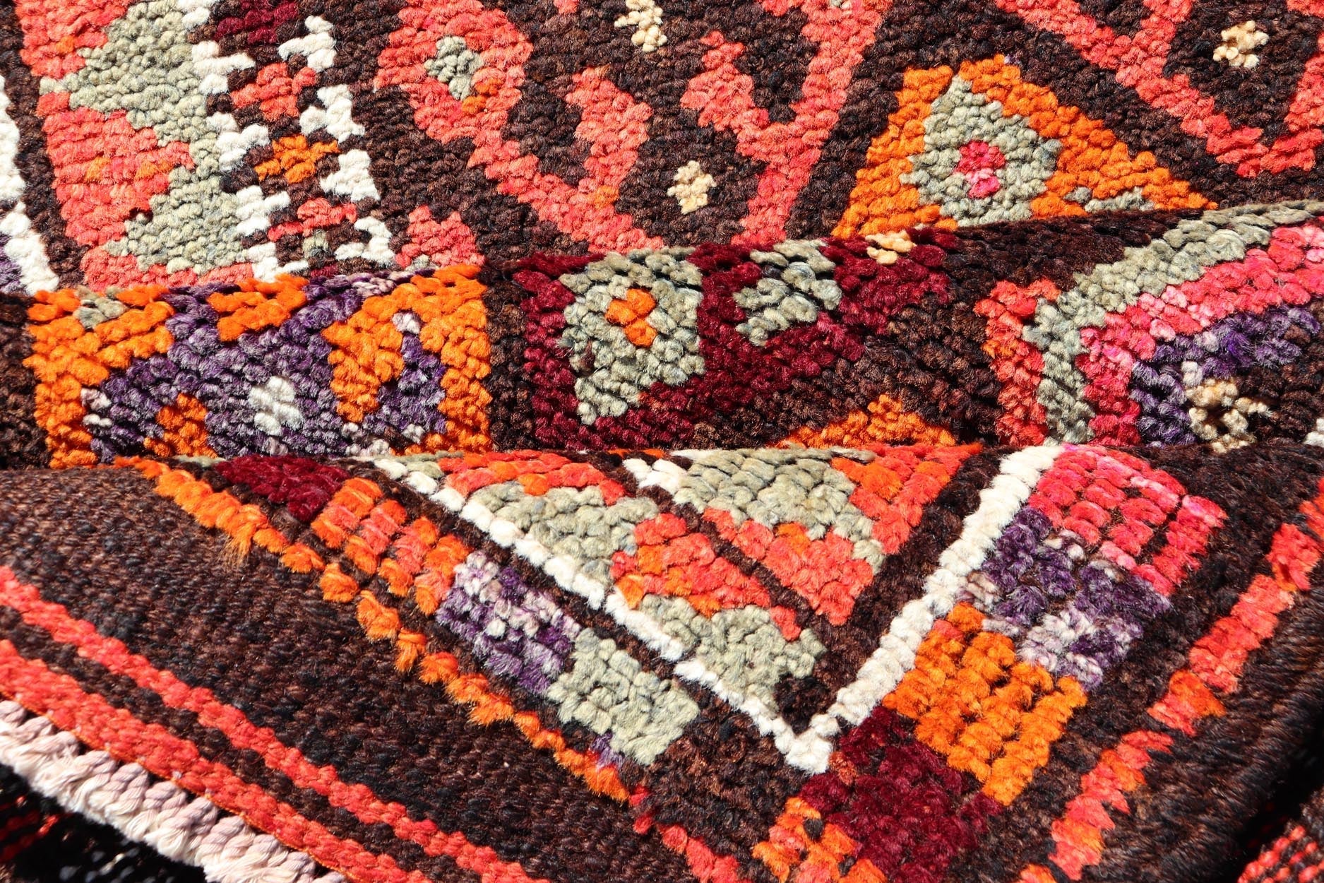 Measures: 2'11 x 13'3 Turkish Geometric Kurdish Design Vintage Runner With All - Over Tribal Design. Keivan Woven Arts / rug TU - NED - 5028, country of origin / type: Turkey / Turkish 1960's This runner from Turkey features an all over diamond design... - Keivan Woven ArtsTU - NED - 5028 - 22309Rug