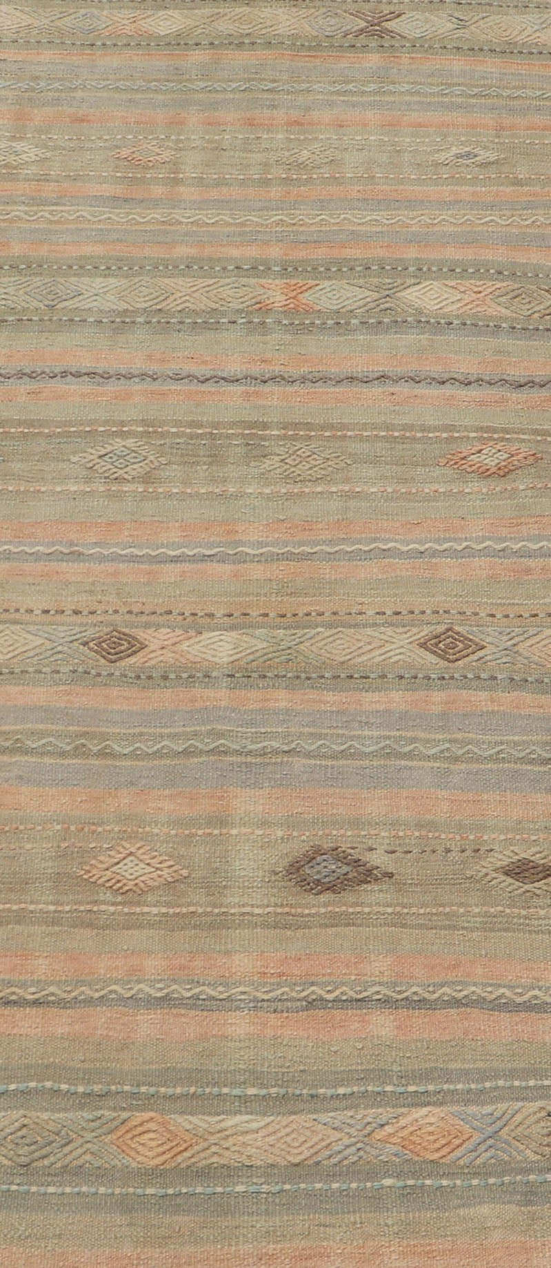 Measures: 2'9 x 7'11 Stripe Vintage Turkish Kilim Flat - Weave Runner With Geometric Tribal Design. Keivan Woven Arts / rug TU - NED - 5032, country of origin / type: Turkey / Kilim, circa 1960 This Kilim runner from Turkey features a striped design o... - Keivan Woven ArtsTU - NED - 5032 - 23084Rug