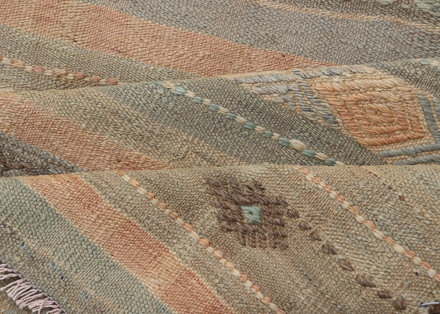 Measures: 2'9 x 7'11 Stripe Vintage Turkish Kilim Flat - Weave Runner With Geometric Tribal Design. Keivan Woven Arts / rug TU - NED - 5032, country of origin / type: Turkey / Kilim, circa 1960 This Kilim runner from Turkey features a striped design o... - Keivan Woven ArtsTU - NED - 5032 - 23084Rug