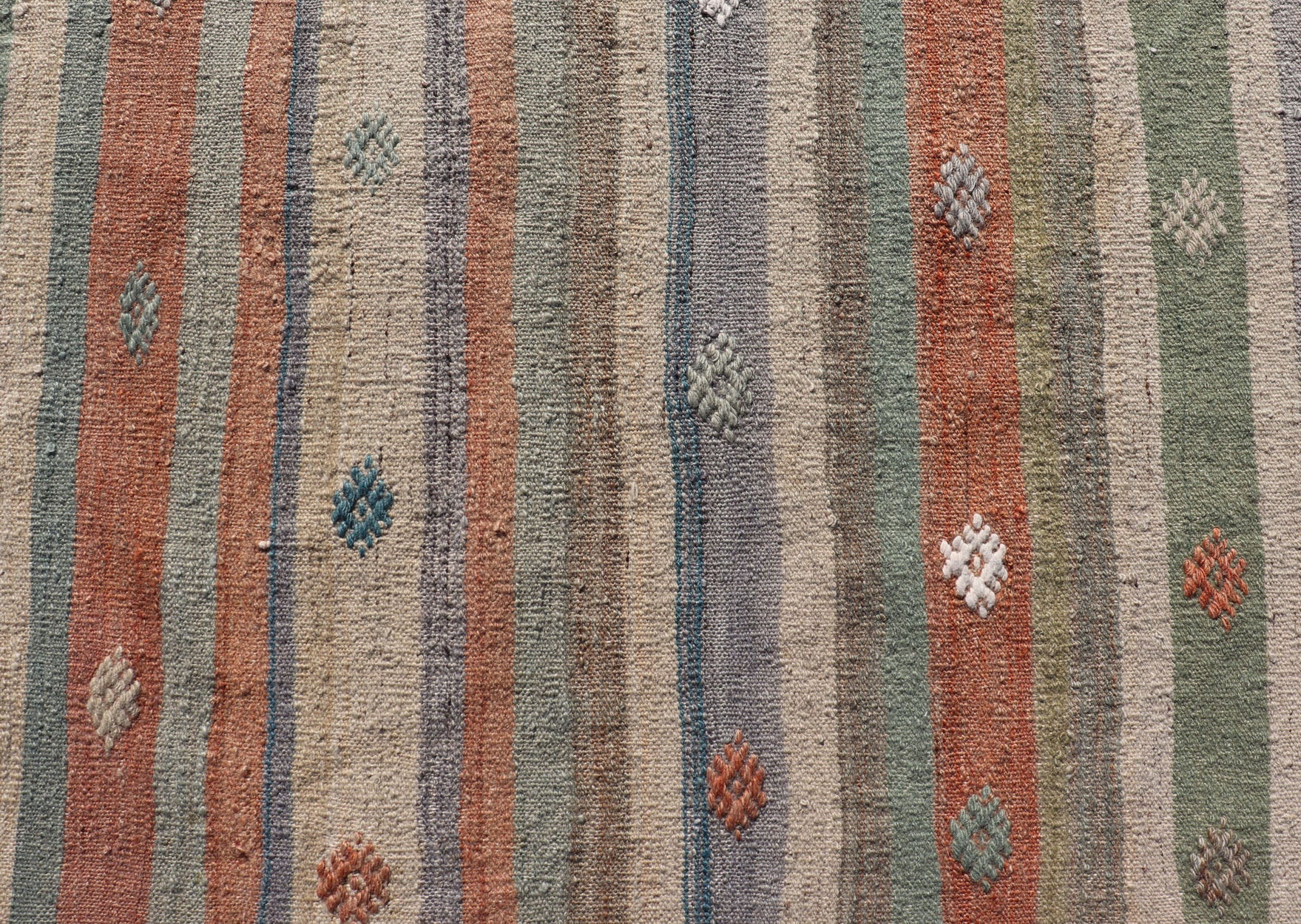 Measures: 3'4 x 4'7 Colorful Vintage Turkish Flat - Weave Kilim Rug with Geometric Striped Design. Keivan Woven Arts / rug TU - NED - 5033, country of origin / type: Turkey / Kilim, circa 1960. Woven during the mid - 20th century in Turkey, this des... - Keivan Woven ArtsTU - NED - 5033 - 23024Rug