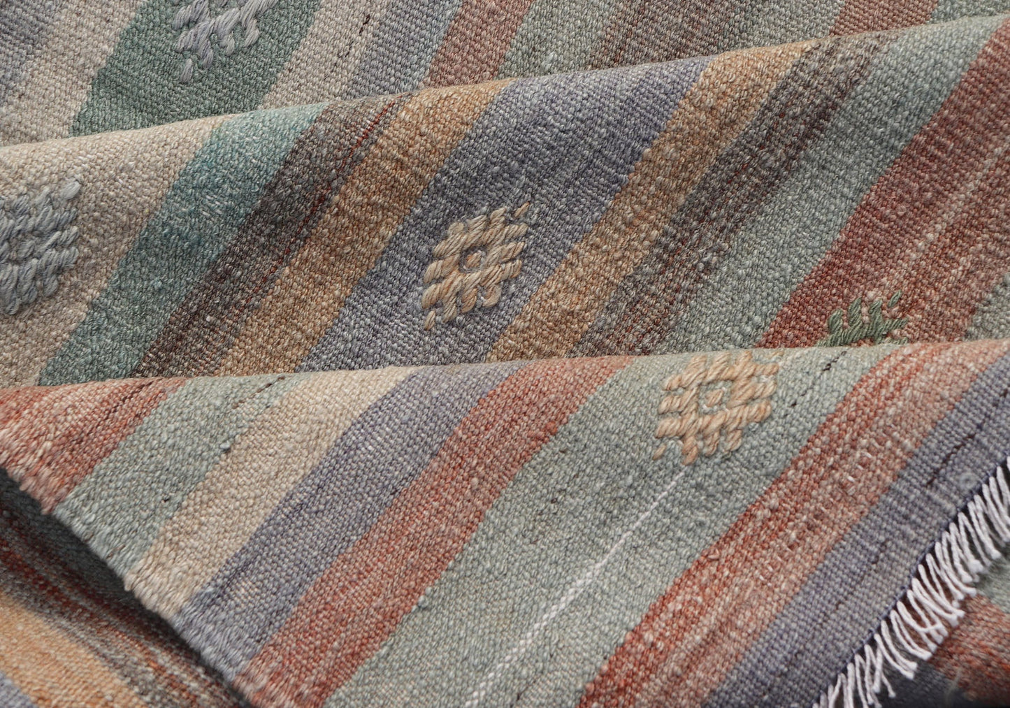 Measures: 3'1 x 4'8 Colorful Vintage Turkish Flat - Weave Kilim Rug with Geometric Striped Design. Keivan Woven Arts / rug TU - NED - 5034, country of origin / type: Turkey / Kilim, circa 1960. Woven during the mid - 20th century in Turkey, this designe... - Keivan Woven ArtsTU - NED - 5034 - 22920Rug