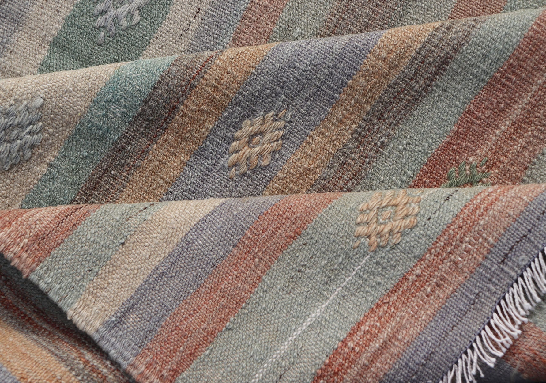 Measures: 3'1 x 4'8 Colorful Vintage Turkish Flat - Weave Kilim Rug with Geometric Striped Design. Keivan Woven Arts / rug TU - NED - 5034, country of origin / type: Turkey / Kilim, circa 1960. Woven during the mid - 20th century in Turkey, this designe... - Keivan Woven ArtsTU - NED - 5034 - 22920Rug