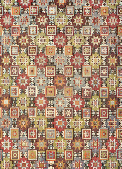 Colorful vintage Kilim embroidered Jajeem with star design in green, blue & red. Multicolored flat - woven Kilim rug from turkey with all - over star design, Keivan Woven Arts / rug TU - NED - 577, country of origin / type: Turkey / Kilim, circa 1950 Fe... - Keivan Woven ArtsTU - NED - 577 - 6907Rug