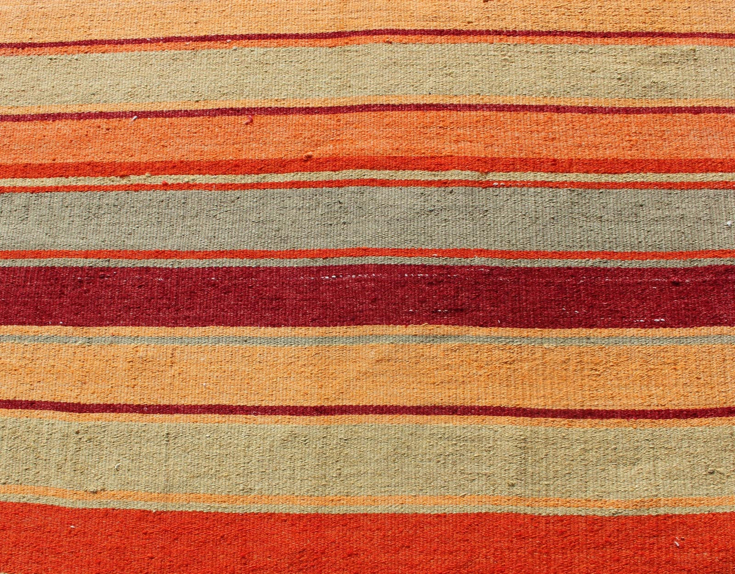 Bright & Colorful Vintage Turkish Kilim in Red, Green, Yellow, and Orange Keivan Woven Arts - Turkish Kilim runner with stripes in red, green, yellow, orange, rug TU - NED - 607, country of origin / type: Turkey / Kilim, circa mid - 20th century Woven d... - Keivan Woven ArtsTU - NED - 607 - 12457Rug