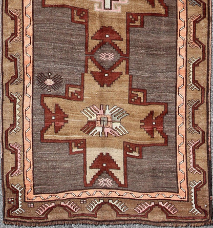 Vintage Turkish Carpet with Vertical Cross Shapes and Geometric Elements Vintage Turkish Carpet with Vertical Cross Shapes and Geometric Elements rug/tu - sim - 25 origin/ turkey kwarugs This vintage Turkish rug features a unique blend of col... - Keivan Woven ArtsTU - SIM - 25 - 3910Rug