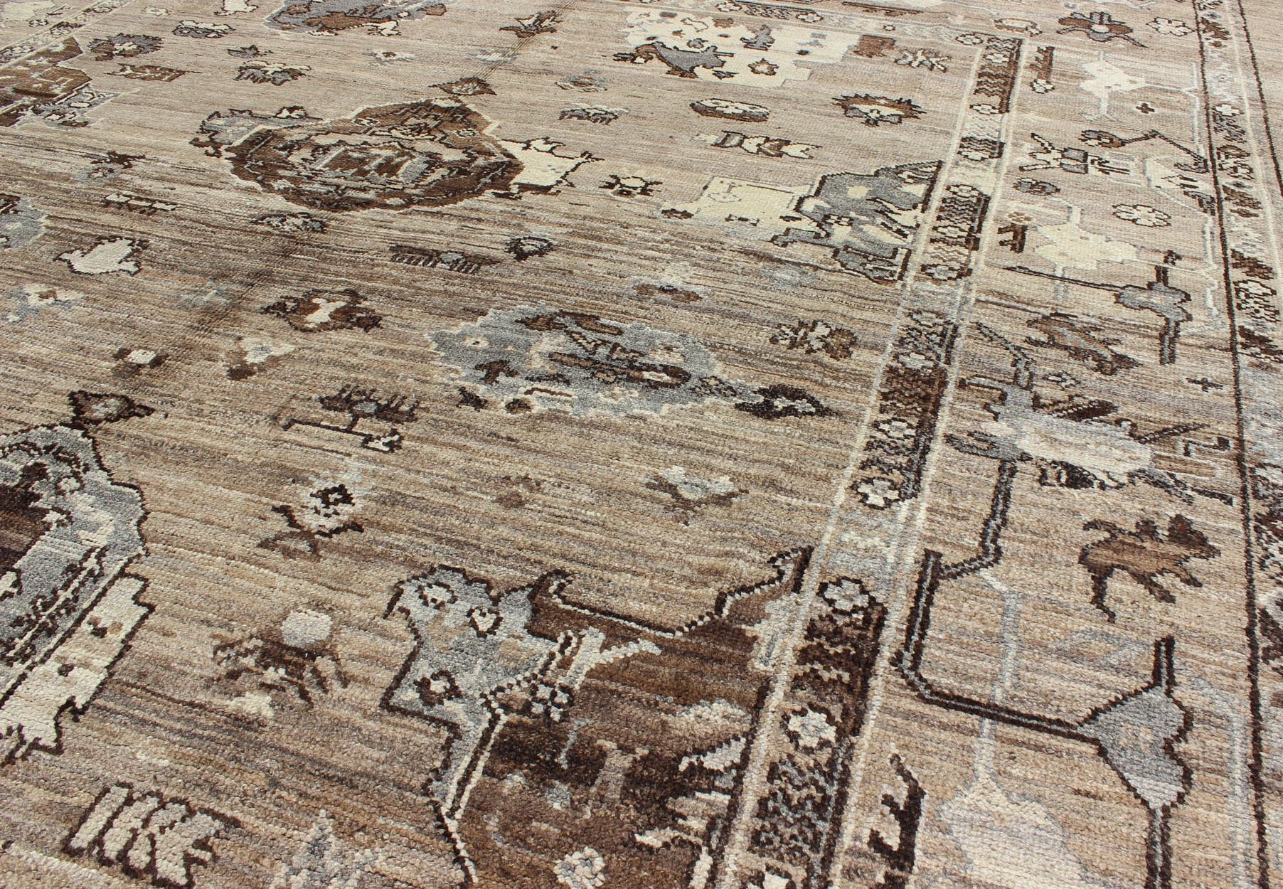 Turkish Oushak Rug in All - Over Design in Natural Wool Colors of Brown's to Cream All - Over natural wool Turkish Oushak, Keivan Woven Arts / rug/ TU - SOY - 22, country of origin / type: Turkey / Oushak, circa late - 20th Century. This unique Tur... - Keivan Woven ArtsTU - SOY - 22 - 3936Rug