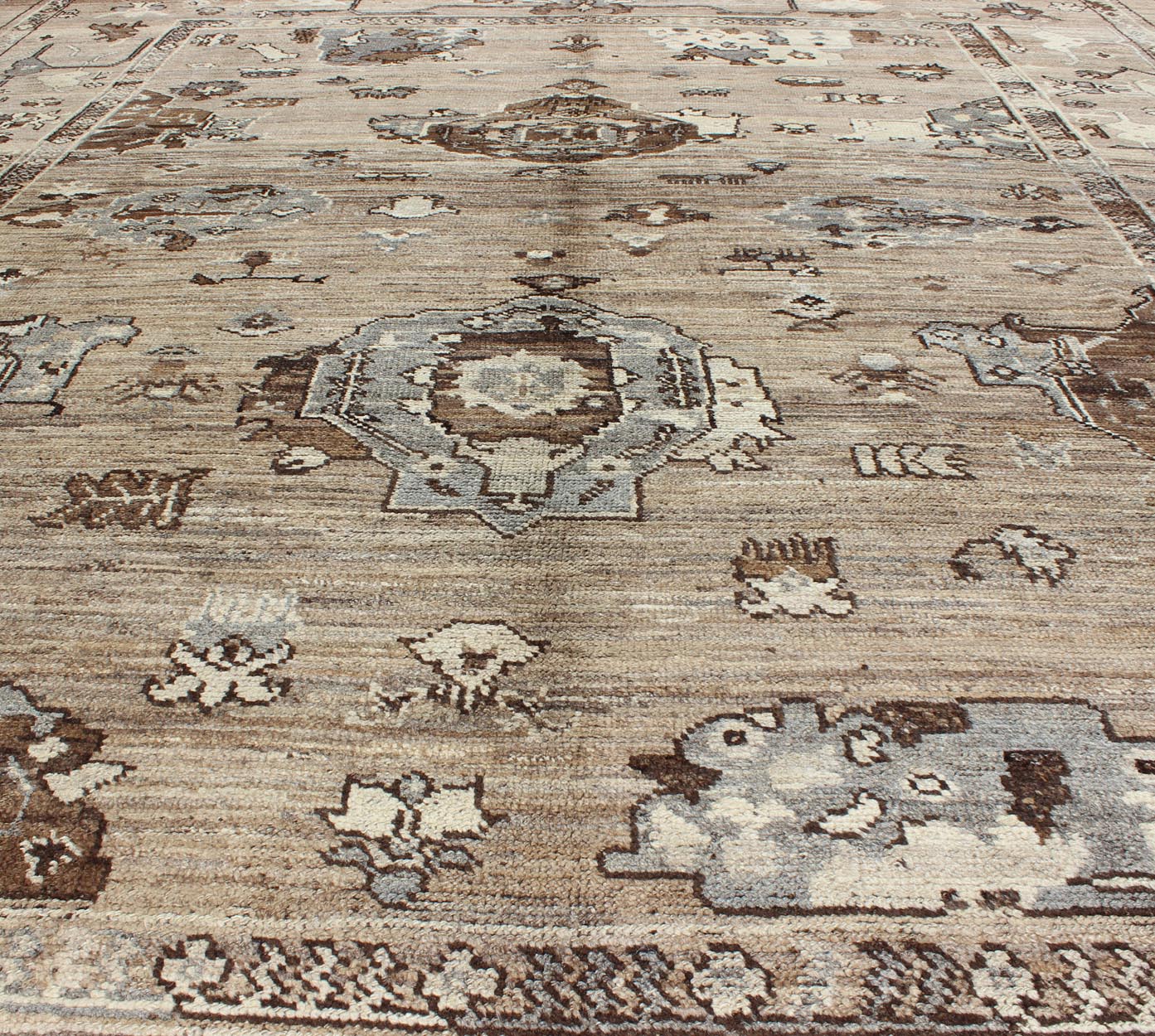 Turkish Oushak Rug in All - Over Design in Natural Wool Colors of Brown's to Cream All - Over natural wool Turkish Oushak, Keivan Woven Arts / rug/ TU - SOY - 22, country of origin / type: Turkey / Oushak, circa late - 20th Century. This unique Tur... - Keivan Woven ArtsTU - SOY - 22 - 3936Rug