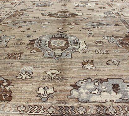 Turkish Oushak Rug in All - Over Design in Natural Wool Colors of Brown's to Cream All - Over natural wool Turkish Oushak, Keivan Woven Arts / rug/ TU - SOY - 22, country of origin / type: Turkey / Oushak, circa late - 20th Century. This unique Tur... - Keivan Woven ArtsTU - SOY - 22 - 3936Rug