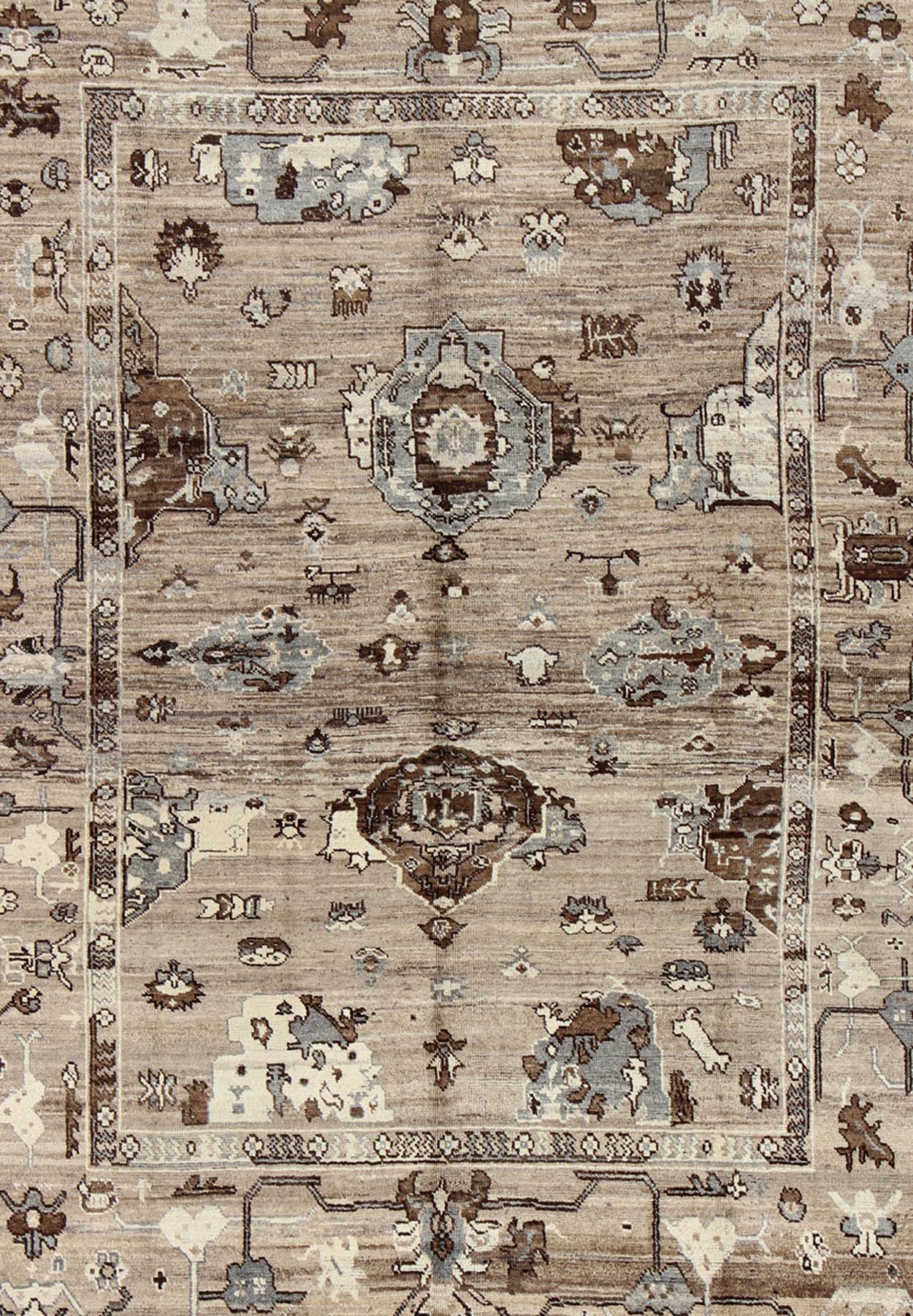 Turkish Oushak Rug in All - Over Design in Natural Wool Colors of Brown's to Cream All - Over natural wool Turkish Oushak, Keivan Woven Arts / rug/ TU - SOY - 22, country of origin / type: Turkey / Oushak, circa late - 20th Century. This unique Tur... - Keivan Woven ArtsTU - SOY - 22 - 3936Rug