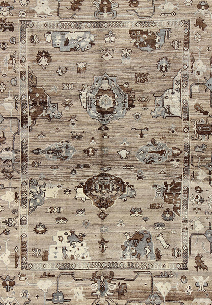 Turkish Oushak Rug in All - Over Design in Natural Wool Colors of Brown's to Cream All - Over natural wool Turkish Oushak, Keivan Woven Arts / rug/ TU - SOY - 22, country of origin / type: Turkey / Oushak, circa late - 20th Century. This unique Tur... - Keivan Woven ArtsTU - SOY - 22 - 3936Rug