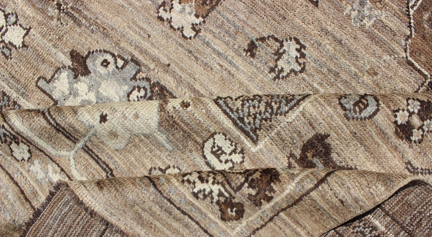 Turkish Oushak Rug in All - Over Design in Natural Wool Colors of Brown's to Cream All - Over natural wool Turkish Oushak, Keivan Woven Arts / rug/ TU - SOY - 22, country of origin / type: Turkey / Oushak, circa late - 20th Century. This unique Tur... - Keivan Woven ArtsTU - SOY - 22 - 3936Rug