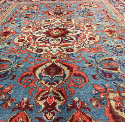 Antique Sivas Fine Rug with Blue Background Wine Border and Intricate Design. Fine Weave Turkish Sivas Rug Keivan Woven Arts Rug / TOZ - 136542 Fine Sivas, Measures: 4.6 x 6.4 The rich, opulent colors and sophisticated artistry of this antique Sivas c... - Keivan Woven ArtsTU - TOZ - 136542 - 5036Rug