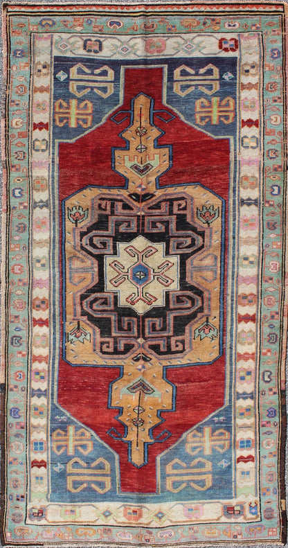 Beautiful Turkish Oushak Rug with Unique Colors and Geometric Design kwarugs Oushak Rug with Unique Colors and Geometric Design rug/tu - trs - 136042 origin/ turkey This vintage Oushak features a unique blend of colors and an intricately b... - Keivan Woven ArtsTU - TRS - 136042 - 5056Rug