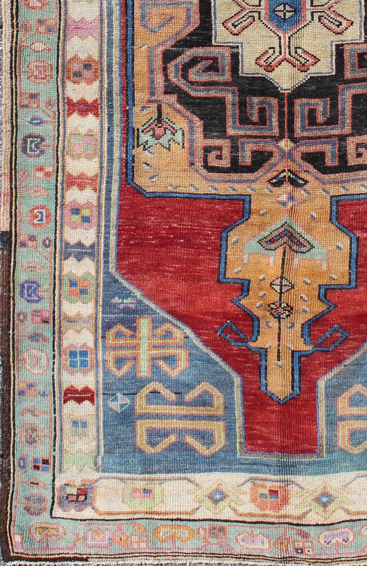 Beautiful Turkish Oushak Rug with Unique Colors and Geometric Design kwarugs Oushak Rug with Unique Colors and Geometric Design rug/tu - trs - 136042 origin/ turkey This vintage Oushak features a unique blend of colors and an intricately b... - Keivan Woven ArtsTU - TRS - 136042 - 5056Rug