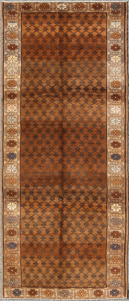 Vintage Turkish Kars Tribal Rug with All - Over Modern Design in Brown Colors kwarugs tu - trs - 136086 Set on a mocha and brown field with an all - over modern/Mid - Century Modern pattern, this beautiful Kars rug features cross - latch and lattice work. T... - Keivan Woven ArtsTU - TRS - 136086 - 5074Rug