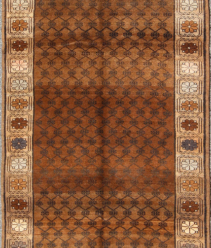 Vintage Turkish Kars Tribal Rug with All - Over Modern Design in Brown Colors kwarugs tu - trs - 136086 Set on a mocha and brown field with an all - over modern/Mid - Century Modern pattern, this beautiful Kars rug features cross - latch and lattice work. T... - Keivan Woven ArtsTU - TRS - 136086 - 5074Rug