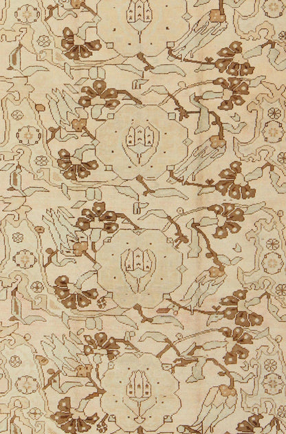 All - over entwined blossoms vintage Turkish Oushak rug in brown, taupe, cream, rug tu - TRS - 3257, country of origin / type: Turkey / Oushak, circa 1940. Keivan Woven Arts, Set on an airy cream - colored background with an all - over pattern, this bea... - Keivan Woven ArtsTU - TRS - 3257 - 6412Rug