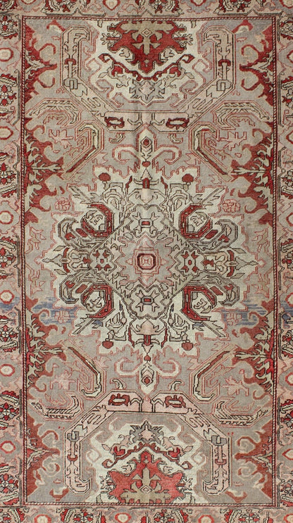 Antique Sevas Turkish Rug Sevas/Sivas rugs from western Anatolia are renowned for their fine weaves and intricate designs. Set on a taupe and warm grey background, this outstanding small rug displays a variety of reds, pale green and soft pink, ... - Keivan Woven ArtsTU - TRS - 3455 - 6219Rug