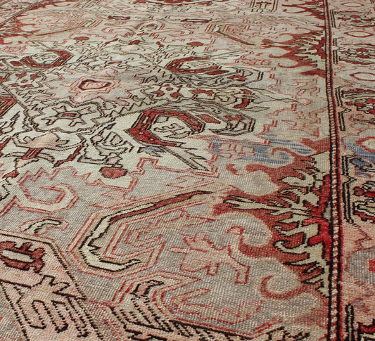 Antique Sevas Turkish Rug Sevas/Sivas rugs from western Anatolia are renowned for their fine weaves and intricate designs. Set on a taupe and warm grey background, this outstanding small rug displays a variety of reds, pale green and soft pink, ... - Keivan Woven ArtsTU - TRS - 3455 - 6219Rug