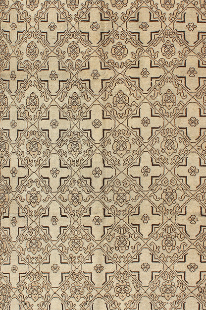 Vintage Oushak Rug with Modern Transitional Design in Dark Brown and Taupe. This unusual Turkish rug is a wonderfully detailed piece with an intricate geometric Mid Century Design is a wonderfully detailed piece with an intricate design that is sure... - Keivan Woven ArtsTU - UGU - 3392 - 5902Rug