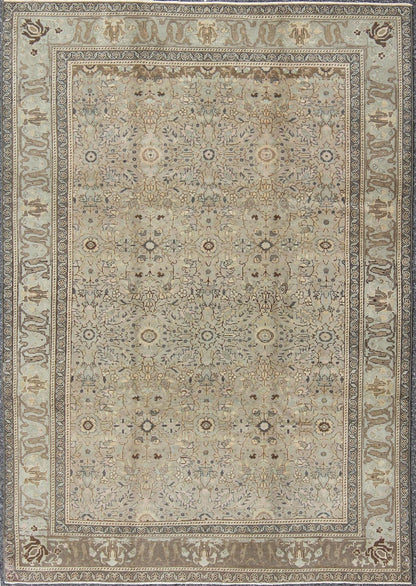 Vintage Turkish Sivas Rug with Floral Design in Earthy Neutrals Measures: 5'9' x 8'2' In this early 20th century Turkish Sivas antique rug, the sand field features a delicate trellis design of scrolling vinery and scattered fleuron with... - Keivan Woven ArtsTU - UGU - 3401 - 6235Rug