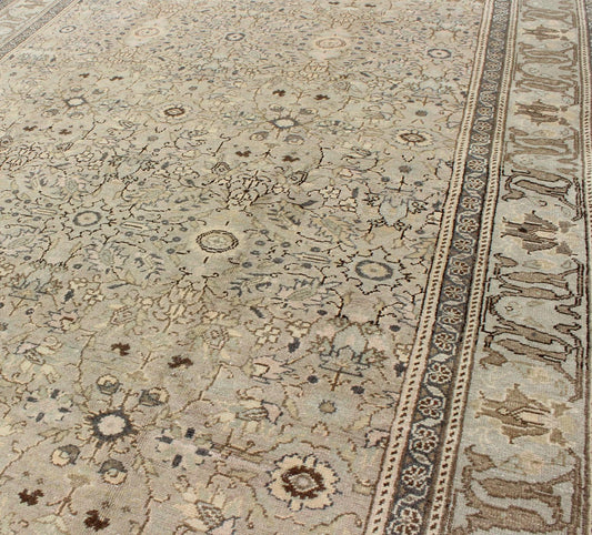 Vintage Turkish Sivas Rug with Floral Design in Earthy Neutrals Measures: 5'9' x 8'2' In this early 20th century Turkish Sivas antique rug, the sand field features a delicate trellis design of scrolling vinery and scattered fleuron with... - Keivan Woven ArtsTU - UGU - 3401 - 6235Rug