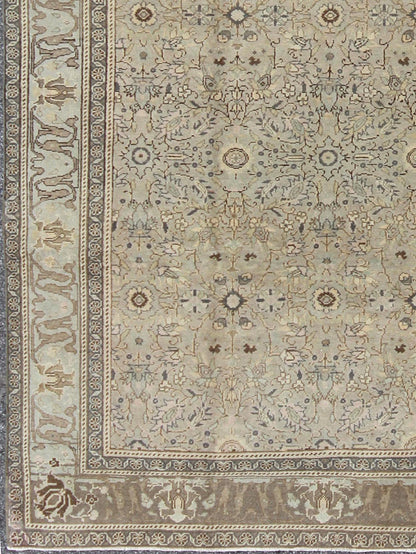 Vintage Turkish Sivas Rug with Floral Design in Earthy Neutrals Measures: 5'9' x 8'2' In this early 20th century Turkish Sivas antique rug, the sand field features a delicate trellis design of scrolling vinery and scattered fleuron with... - Keivan Woven ArtsTU - UGU - 3401 - 6235Rug