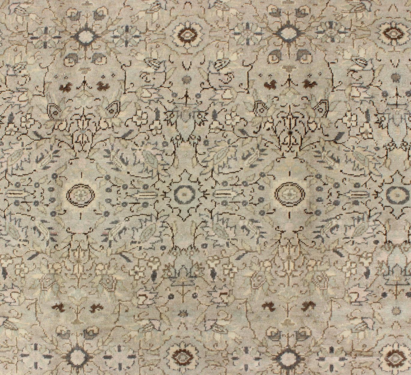 Vintage Turkish Sivas Rug with Floral Design in Earthy Neutrals Measures: 5'9' x 8'2' In this early 20th century Turkish Sivas antique rug, the sand field features a delicate trellis design of scrolling vinery and scattered fleuron with... - Keivan Woven ArtsTU - UGU - 3401 - 6235Rug