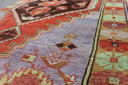 Unique and Colorful Turkish Oushak Rug with Multi - Layered Medallions & Cornices: This beautiful vintage Oushak runner from mid - 20th century Turkey is enhanced by its color palette and lustrous wool. The bright red ground is home to three large multi - la... - Keivan Woven ArtsTU - UGU - 3481 - 6929Rug