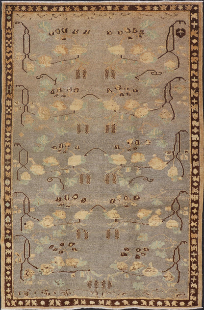 Antique Oushak with Leaves, Branches, Flowers in Taupe, Brown, L. Green & Gray Antique 1930's Oushak with Leaves, Branches and Flower Buds in Taupe, Browns, and Gray Colors. Keivan Woven Arts/ rug /TU - UGU - 3605, country of origin / type: Turkey... - Keivan Woven ArtsTU - UGU - 3605 - 7261Rug