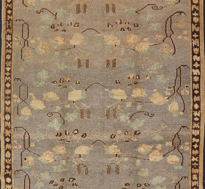 Antique Oushak with Leaves, Branches, Flowers in Taupe, Brown, L. Green & Gray Antique 1930's Oushak with Leaves, Branches and Flower Buds in Taupe, Browns, and Gray Colors. Keivan Woven Arts/ rug /TU - UGU - 3605, country of origin / type: Turkey... - Keivan Woven ArtsTU - UGU - 3605 - 7261Rug