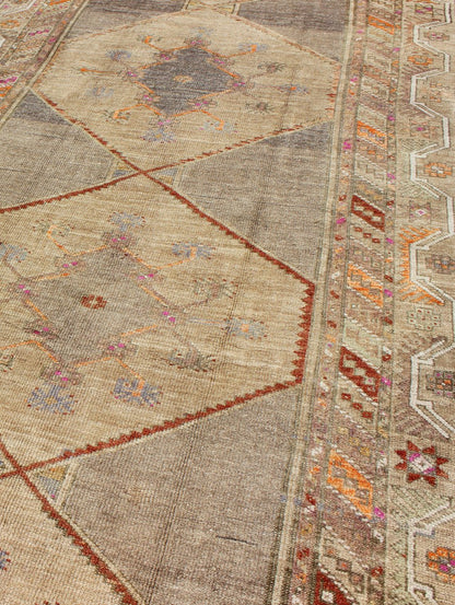 Colorful Turkish Gallery Runner with Multi - Medallion Design & Unique Colors. Vintage Oushak Rug from Turkey with Tribal Geometric Design, rug TU - UGU - 4807, country of origin / type: Turkey / Oushak, circa 1930 This Turkish carpet from 2n... - Keivan Woven ArtsTU - UGU - 4807 - 10293Rug