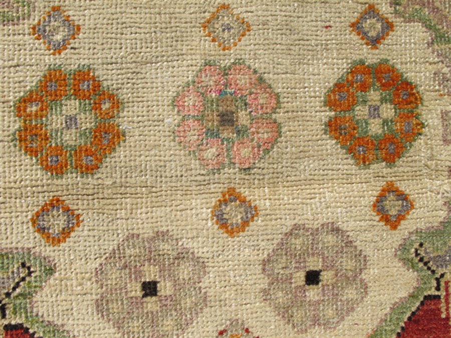 Colorful Vintage Turkish Oushak Rug With Medallion Design in Red and Green. Green and red tribal medallion design Oushak vintage rug from Turkey, Keivan Woven Arts / rug TU - UGU - 49, country of origin / type: Turkey / Oushak, circa 1930. This m... - Keivan Woven ArtsTU - UGU - 49 - 3120Rug