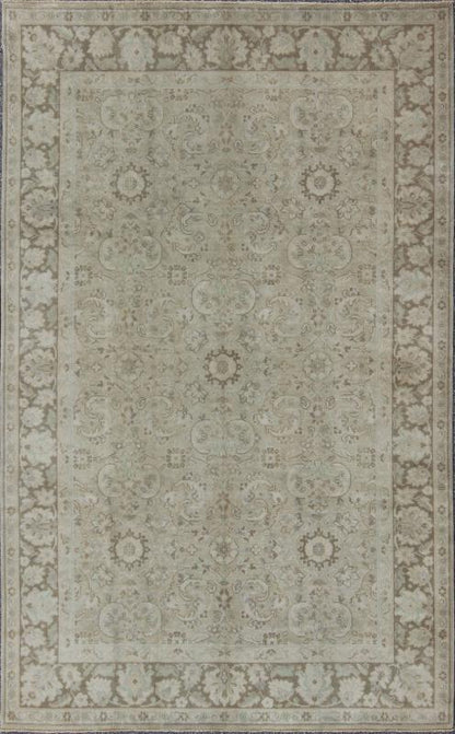 Vintage Earth Tone Oushak Rug in Sand Color Background With All - Over Design. Keivan Woven Arts, Vintage Earth Tone Oushak Rug in Taupe background with All - Over Design, Tu - Vey - 4610, kwarugs. This Turkish Oushak rug features a sand - colored field and... - Keivan Woven ArtsTU - VEY - 4610 - 8098Rug