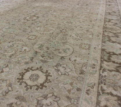 Vintage Earth Tone Oushak Rug in Sand Color Background With All - Over Design. Keivan Woven Arts, Vintage Earth Tone Oushak Rug in Taupe background with All - Over Design, Tu - Vey - 4610, kwarugs. This Turkish Oushak rug features a sand - colored field and... - Keivan Woven ArtsTU - VEY - 4610 - 8098Rug