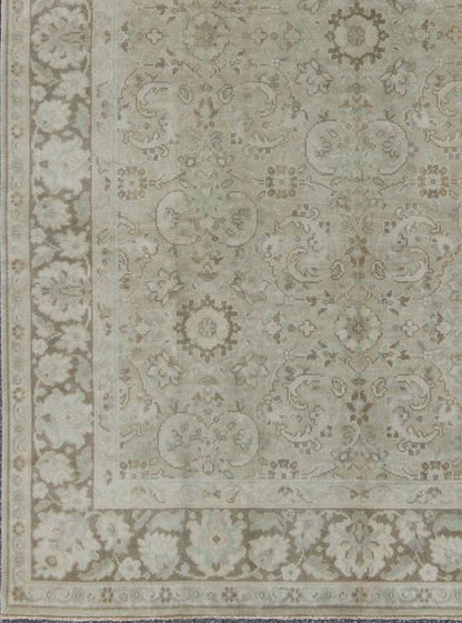 Vintage Earth Tone Oushak Rug in Sand Color Background With All - Over Design. Keivan Woven Arts, Vintage Earth Tone Oushak Rug in Taupe background with All - Over Design, Tu - Vey - 4610, kwarugs. This Turkish Oushak rug features a sand - colored field and... - Keivan Woven ArtsTU - VEY - 4610 - 8098Rug