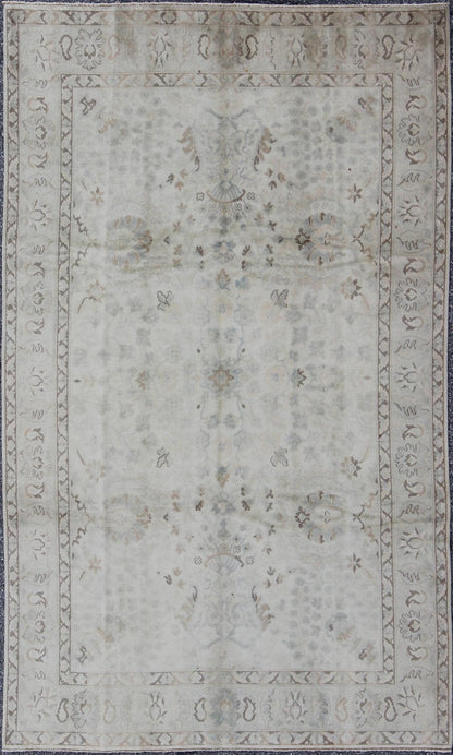 Neutral Vintage Turkish Oushak Rug with Floral Design and Medallions Measures: 6'0 x 9'9 Country of Origin: Turkey Type: Oushak Design: All - Over, Floral, Arabesque Keivan Woven Arts rug TU - VEY - 4611 Persian Rug, Authentic Persian Rug, Tur... - Keivan Woven ArtsTU - VEY - 4611 - 7917Rug