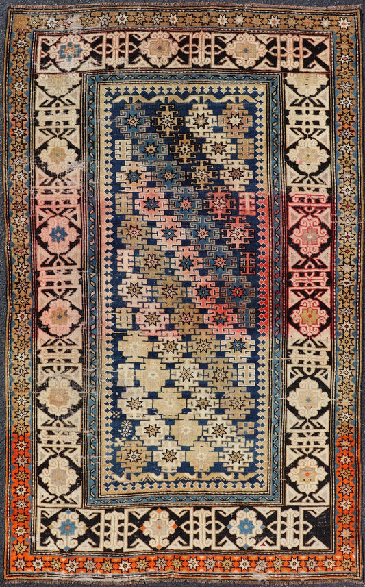 Antique Caucasian Shirvan Rug with All - Over Blossoming Tribal Motifs. Keivan Woven Arts rug V21 - 0102, country of origin / type: Caucasus / Shirvan, circa 1880 Measures: 3'0 x 4'10 This colorful blossom carpet from Shirvan features an all - ove... - Keivan Woven ArtsV21 - 0102 - 14828