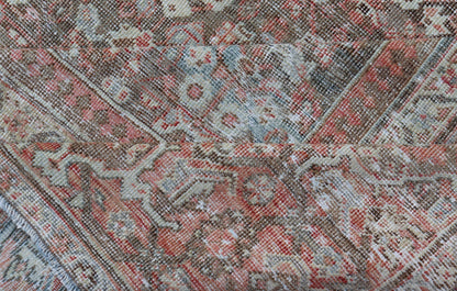 Antique Persian Distressed Sultanabad with All - Over Herati Design in Earthy Tones. rug V21 - 0105; country of origin / type: Persian / Sultanabad, circa 1920. Antique distressed Sultanabad. Measures: 11'10 x 16'6 This impressive antique distr... - Keivan Woven ArtsV21 - 0105 - 14530Rug