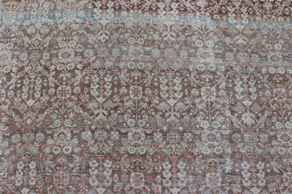 Antique Persian Distressed Sultanabad with All - Over Herati Design in Earthy Tones. rug V21 - 0105; country of origin / type: Persian / Sultanabad, circa 1920. Antique distressed Sultanabad. Measures: 11'10 x 16'6 This impressive antique distr... - Keivan Woven ArtsV21 - 0105 - 14530Rug