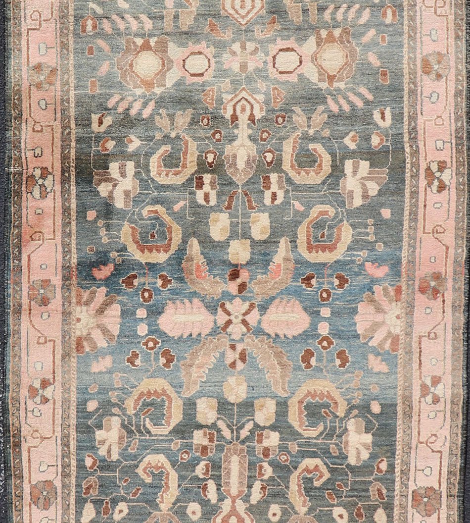 Keivan Woven Arts - Antique Persian Tabriz with Medium in Light Teal Background & Light Pink Border. Antique Persian Tabriz with Medium in Light Teal Background & Light Pink Border. Rug / V21 - 0112, Antique Tabriz, Antique Persian Tabriz, Antique Runn... - Keivan Woven ArtsV21 - 0112 - 14586