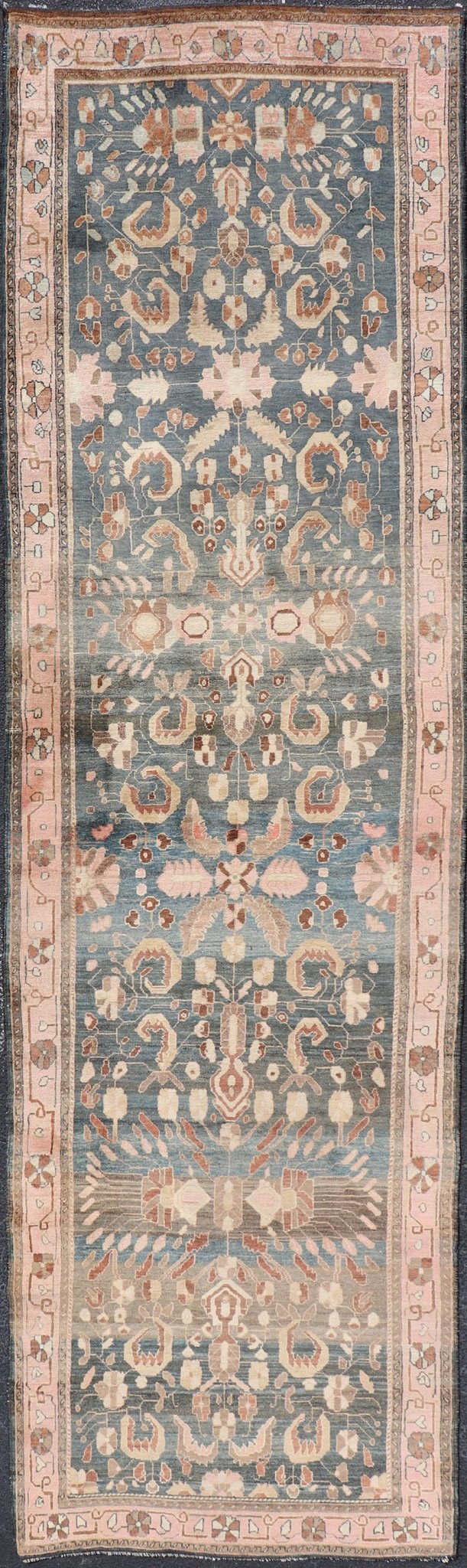 Keivan Woven Arts - Antique Persian Tabriz with Medium in Light Teal Background & Light Pink Border. Antique Persian Tabriz with Medium in Light Teal Background & Light Pink Border. Rug / V21 - 0112, Antique Tabriz, Antique Persian Tabriz, Antique Runn... - Keivan Woven ArtsV21 - 0112 - 14586